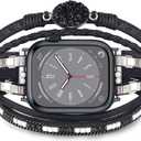 KOREDA Boho Leather Bracelet Compatible for Apple Watch Band 38mm 40mm 41mm 42mm 44mm 45mm 46mm Series 11 10 9 8 7 SE Women, Handmade Multilayer Wrap Beaded Jewelry Apple Watch Strap for iWatch Series 6/5/4/3/2/1 (Black)