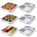 6 Pack Half Size Hotel Pans,1/2 Size 2.5 Inch Deep Stainless Steel Steam Table Pans Half Pans for Chafing Dishes, Breading Trays for Hotel Chafing Dishes Buffet Hotel Party