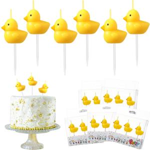 Coume 15 Pcs Yellow Duck Cake Candles Duck Birthday Decorations Cute Little Duckie Cupcake Candles for Kids Theme Birthday Baby Shower Party Decorations