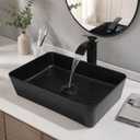24×14 Inch Stone Resin Bathroom Vessel Sink, Black Rectangle, 22x14 inches