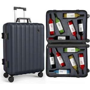 boldworks Suitcase for Airplanes 12 Bottle Luggage for Airplane Travel with TSA Approved Lock and Removable Insert to Carry Liquor Black Color Case