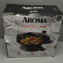 Aroma Housewares AEW-306 Electric Wok with Tempered Glass Lid Easy Clean Nonstick, Cooking Chopsticks, Tempura and Steaming Racks, Professional Model, Black