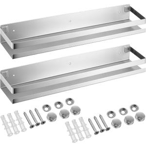 Lallisa 2 Pieces Stainless Steel Shelf Bathroom Shower Floating Shelves Wall Mounted Shower Caddy Basket Shelf Storage Organizer Shelves for Bathroom, Kitchen, Living Room(19.69 Inches/ 50 cm,Silver)