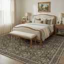 WITSHOCK 9x12 Area Rugs for Living Room: Washable Rugs Vintage Large Carpet for Bedroom Office Dining Room Nursery, Non Slip Stain Resistant Soft Thin Retro Floral Rug, Dark Brown