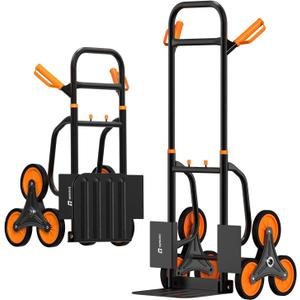 Stair Climbing Hand Truck 440lbHeavy Duty Dolly Cart for StairsThickened Upgraded Steel Tube Folding Stair Climbing Trolley with Six Wheels and Telescoping Handle