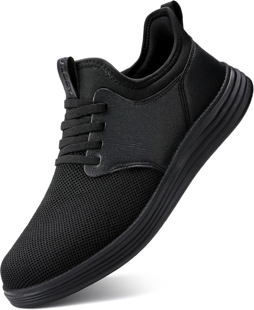 VILOCY Men's Slip On Casual Dress Shoes Hands Free Fashion Sneakers Mesh Tennis Walking Work Shoes Comfortable Breathable Lightweight Non Slip (11, All Black)