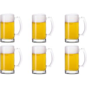 Heavy Beer Mugs Set, 16oz Glass Mugs With Handle, Beer Glasses For Freezer, 500ml Beer Drinking Glasses, Traditional Stein For Bar, Alcohol, Beverages,Coffee, Teas, Set of 6