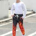 UNICOMIDEA 6-16T Boys Pants Girls Funny Joggers Sports Sweatpants with Drawstring (10-12 Years, 01 Black-red-01)