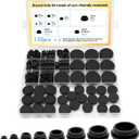 125Pcs Black Rubber Plug Box, Various Sizes of Round Hole Silicone Tool, Rubber Plugs for Round Holes, Silicone Plugs Suitable for Car Wiring Furniture