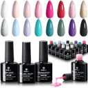 2 x SUNUV 16 Color Gel Nail Polish Kit with Base Top Coat,White Black Pink Nude Silver Glitters Gel Polish Set, Manicure Set Salon DIY Home Gift
