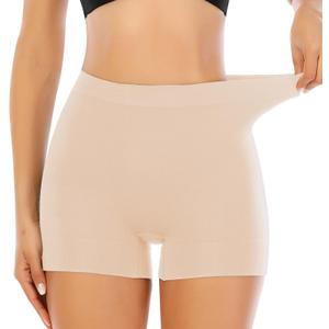 Werena Seamless Shaping Boyshorts Panties for Women Slip Shorts Under Dress Shapewear Shorts Tummy Control Underwear (Small, #2 Beige(low Rise))