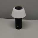 Mushroom Indoor/Outdoor Waterproof Shower LED Table Lamp - Battery Operated, Cordless, Portable, Rechargeable, Touch Dimming for Bedroom, Dinning, Patio (Black)