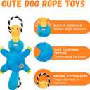 WUGO Plush Dog Toys with Rope Duck Dog Toys for Large Dogs and Puppie Interactive Tug of War Dog Toy