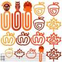 AmazingSpark 12 Pcs Thanksgiving Jumbo Acrylic Paper Clips Turkey Paperclip Design Bookmark Gift Set for Book Lovers Thanksgiving Appreciation Supplies Office School Gift Ideas, 6 Styles