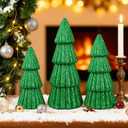 Artmag Set of 3 Christmas Tree Decorations Indoor, Glittering Modern Christmas Tree Decor Tabletop Entryway Table Mantel Centerpiece for Holiday Party (Green)