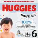 Huggies Size 6 Diapers, Snug & Dry Baby Diapers, Size 6 (35+ lbs), 144 Count (2 Packs of 72), Packaging May Vary