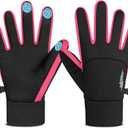 rivmount Kids Warm Winter Gloves Touchscreen Water-Resistant Cycling Running Skiing in Outdoor Cold Weather for Boy Girl (L(8-10 years), Pink)