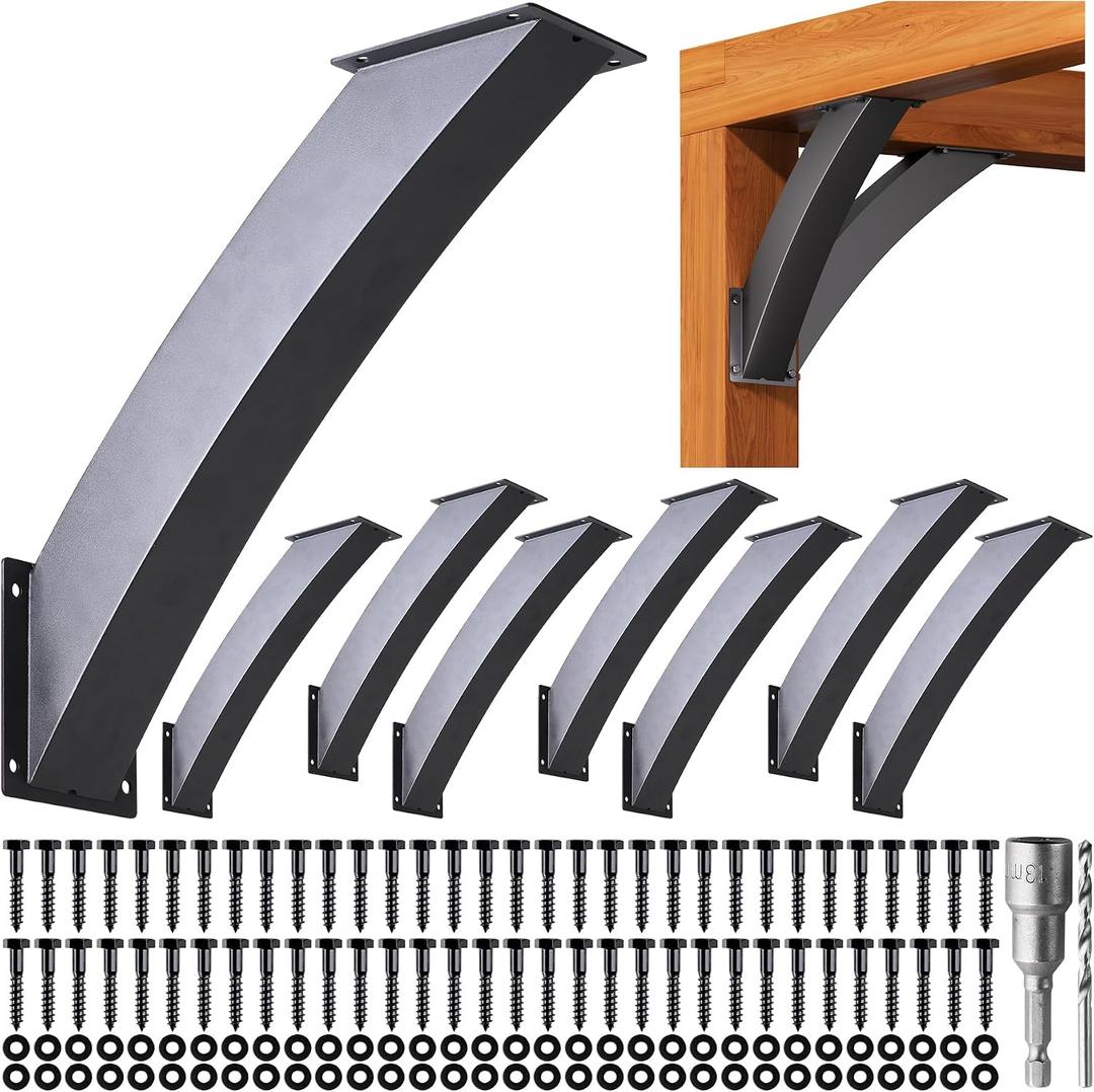 Heavy Duty 45 Degree Angle Support Bracket 4"4" (Actual: 3.2"3.2") Wood Beam Support Hardware Degree Post Bracket for Gazebos Pagola Porches 8Pcs