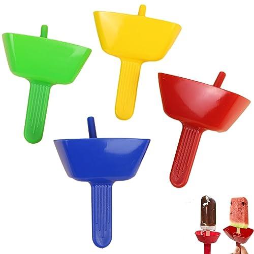 KINTEGOOD 4 PCS Reusable Popsicle Holders, No Drip Ice Cream Cone Holder, Ice Pops Holder, Popsicle Drip Catcher, Prevents Sticky Hands and Messy Floors