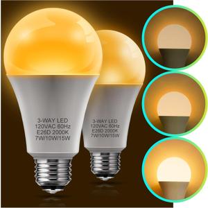 LOHAS 3 Way Amber Light Bulbs 50/100/150W Equivalent, 3-Way LED Bulbs Amber 2000K, Sleep aid Amber Light Bulbs Dimmable, Three Way Bulb for Healthy Sleep, Bedroom, Kids Room, 2 Pack (2 Count (Pack of 1)) LOHAS 3 Way Amber Light Bulbs 50/100/150W Equivalent, 3-Way LED Bulbs Amber 2000K, Sleep aid Amber Light Bulbs Dimmable, Three Way Bulb for Healthy Sleep, Bedroom, Kids Room, 2 Pack (2 Count (Pack of 1))