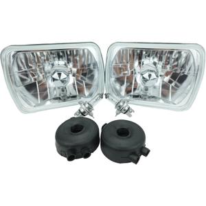 H&A Motorsports H6054 7"x6" Chrome Housing Diamond Cut Headlights Replacement Glass H4 7x6