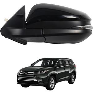 Side Mirror for TOYOTA HIGHLANDER 2014-2019 Car Door Mirror Fits for TOYOTA HIGHLANDER 2014-2019 Left Driver Side | Power | Heated | TURN INDICATOR |TO1320317 |Black (LH)-6 Wires