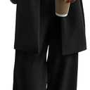 KIRUNDO Women Suits 2 Piece Set Business Casual Dressy Oversized Blazer Jacket and Wide Leg Dress Pantsuits Formal Outfits (Small, Black)