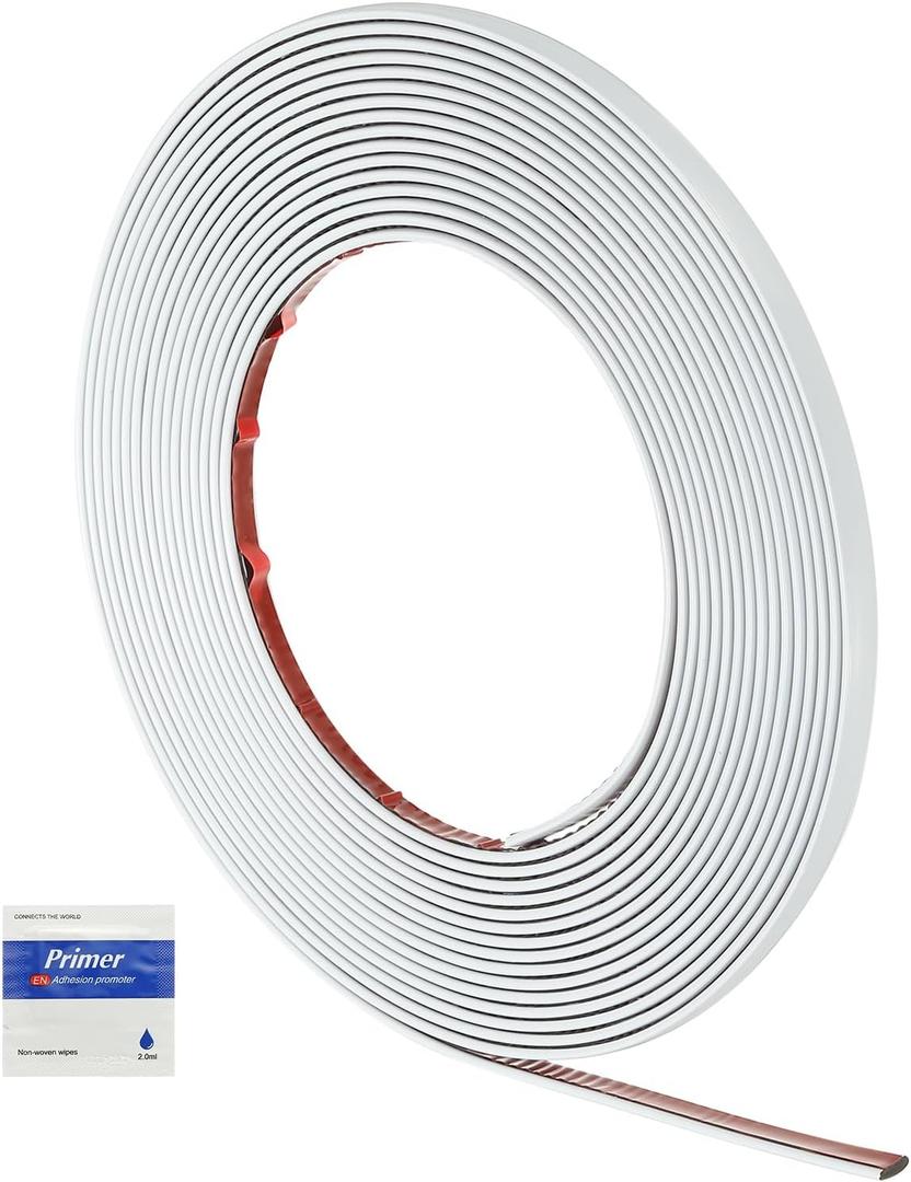 HARFINGTON Peel and Stick Molding Trim 30ft x 0.4" Flexible Wall Trim Self Adhesive PVC Wall Corner Gap Sealing Trim for Wall Ceiling Floor Cabinet Tile Edge Mirror Frame, White