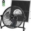 16'' Solar Powered Fan with 35W Solar Panel, Rechargeable Battery Operated Floor Fan with 23FT Cable, Cordless Portable Outdoor Fans for Home, Camping, Chicken Coop, Greenhouse, Power Outages