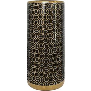 ZOEJADE Minimalist Luxury Ceramic Umbrella Stand Umbrella Holder Vase for Umbrella Canes Walking Sticks Entryway Indoor 18" High Black Gold