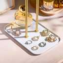 pickpiff Necklace Holder Jewelry Organizer Stand 2Tier TBar Jewelry Display Tree with Tray for Countertop Necklace Bracelet Earring Storage, Vanity Dresser Bathroom Sink, Gold