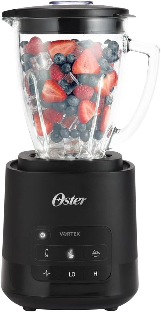 Oster Vortex Glass Blender, Reversible Steel Blades, 800 Watt, Black