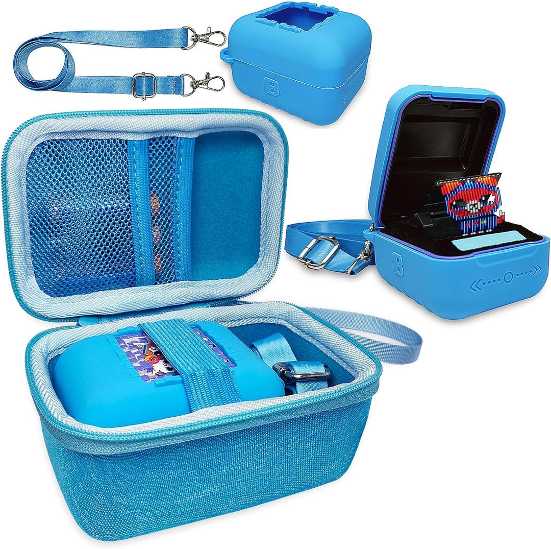 JCHPINE Hard Carrying Case and Silicone Cover for Bitzee Interactive Toy Digital Pet, Accessories Case for Bitzee Virtual Electronic Pets Original 15 Animals (Blue)