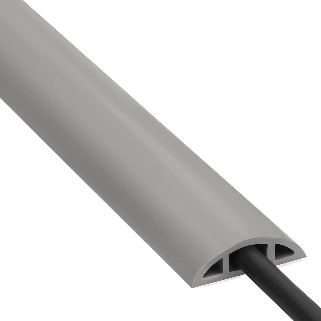 Floor Cord Cover 4ft, Cord Hider Floor Gray, Cable Management Cover Prevent Cable Trips, Wire Covers for Electric Power Cords, Wire Protector Cavity W0.47 x H0.28 (Grey)