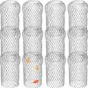 Lyellfe 12 Pack Gutter Strainer, 4 Inch Expandable Gutter Downspout Guards, Aluminum Mesh Gutter Filter Strainer, Stop Blockage, Leaves Debris, Fits for 1.7"W - 4"W Holes