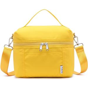 NOL Natural Organic Lifestyle Insulated Lunch Bags for Women Cooler Bag Lightweight Nylon Waterproof Lunch Box For Work (Medium(normal), Yellow)