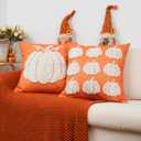 Fall Pillow Covers 18x18 Inch Set of 2 Pumpkin Decorative Throw Pillow Cases Autumn Harvest Soft Pillowcase for Home Farmhouse Living Room Decor