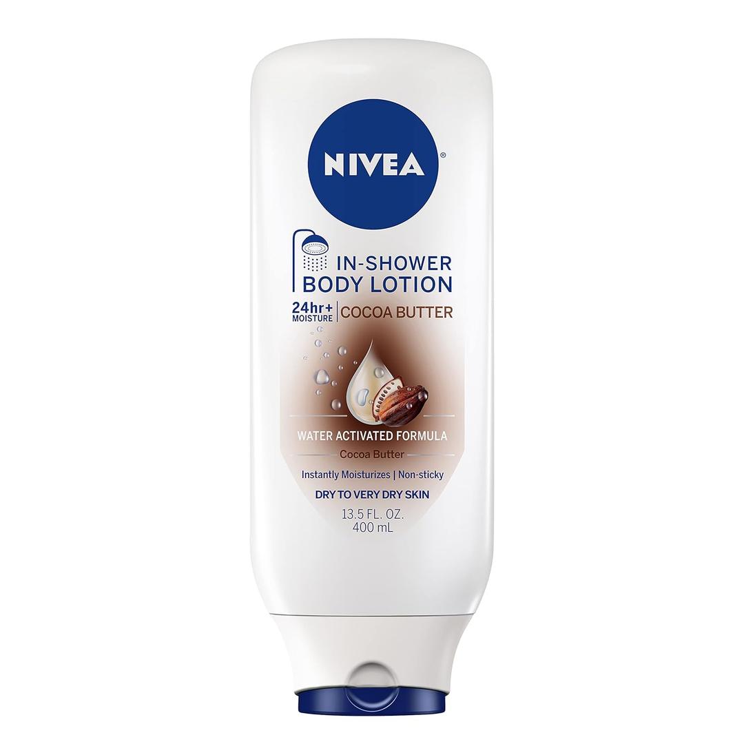NIVEA Cocoa Butter In Shower Lotion, Body Lotion for Dry Skin, 13.5 Fl Oz (Pack of 2)