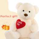 Tezituor Giant Teddy Bear Stuffed Animal 5Ft with Heart,Large Cream I Love You Bear Plush Toys for Kids Gift for Girlfriend