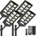 WYWNA Solar Lights Outdoor, 6000K LED Solar Lights Outdoor Waterproof, Solar Flood Lights Outdoor with Motion Sensor and Remote Control, Solar Street Light Dusk to Dawn 4-Pack