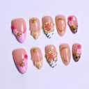 Spring Press On Nails - Maglfell Medium Almond 3D False Nails Women Reusable Finger Printed Nail Tips French Salon Design Artificial nails press ons