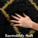 7x9 Area Rugs for Living Room Bedroom, Fluffy Black and Gold Geometric Rug