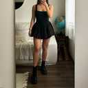 Women Puffy Bubble Hem Mini Dress Sleeveless Sexy Summer Going Out Clubwear (Black, S)