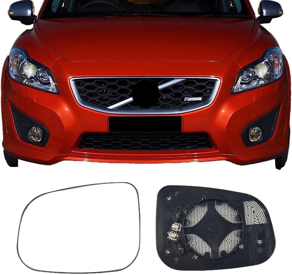 Driver Left Side Backing Plate Power Heated Mirror Replacement Glass for Volvo C30 2007 2008 2009 2010 2011 2012 2013,for Volvo S40 2007-2012,for Volvo C70 2008-2013,for Volvo S60 2007-2009