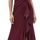 FQA Formal Evening Dresses for Women Elegant Evening Party Prom Dress Long Sexy V Neck Sleeveless Split Wrap Large