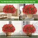 Artificial Flowers Fake Plants for Outdoors Spring Decoration, 13Bundles Silk Realistic UV Resistant Faux Flowers for Outside Planter Porch Yard Patio Garden Home Indoor, Red