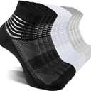 IRAMY Compression Ankle Support Socks Coolmax Wicking Cushioned Athletic Plantar Fasciitis Relief Men Women 2/3/6 Pairs (Small, Black+white+grey-6 Packs)