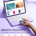 Harvopu Compatible for iPad 11th 10th Generation Case with Keyboard, Folio Cover with Pencil Holder, Multi-Touch Trackpad, 7 Color Backlit, Detachable Keyboard for iPad (A16) 11th/10th Gen (Purple)