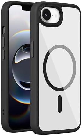Carimee Magnetic for iPhone 16e Case, Compatible with magsafe, Non-Yellowing Drop Protection, Anti-Scratch Clear Back (Black)