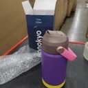 Insulated Water Bottle with Straw Lid,12 oz Stainless Steel Vacuum Metal Bottle with Silicone Handle,Violet